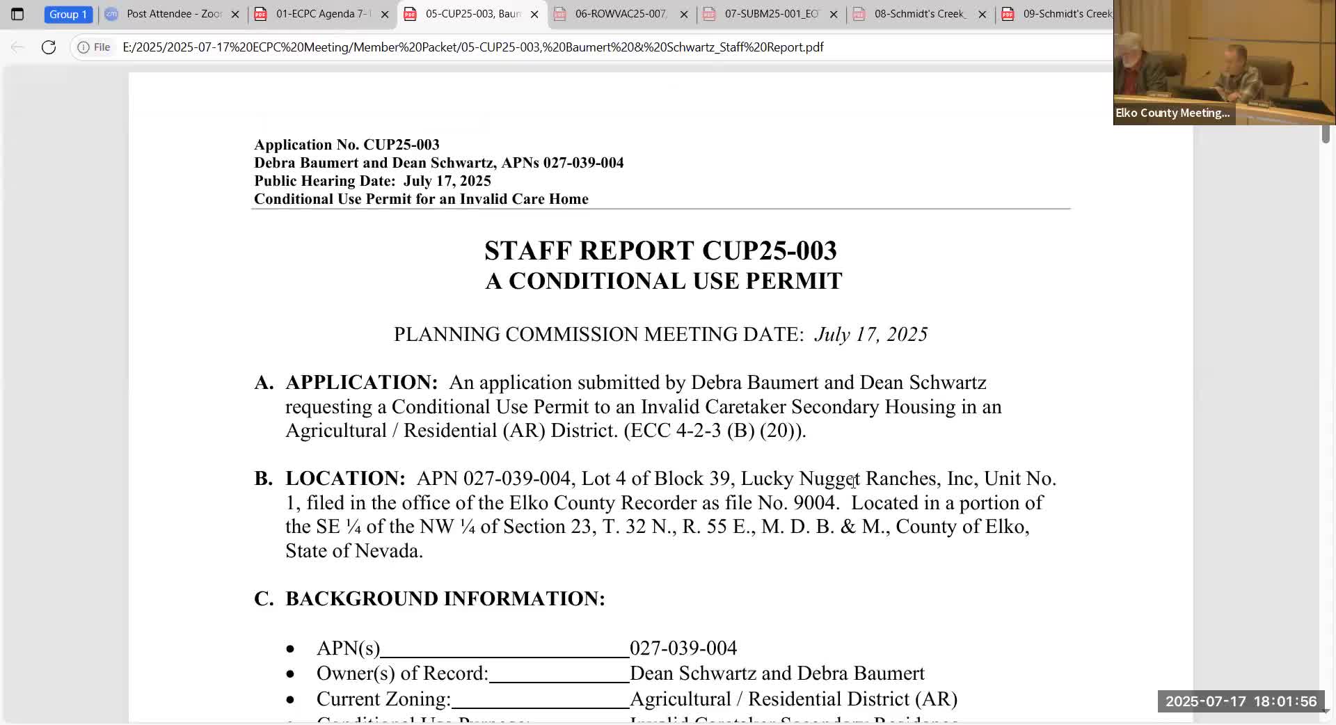 Commission approves conditional use permit for in‑home caretaker living in Lucky Nugget area