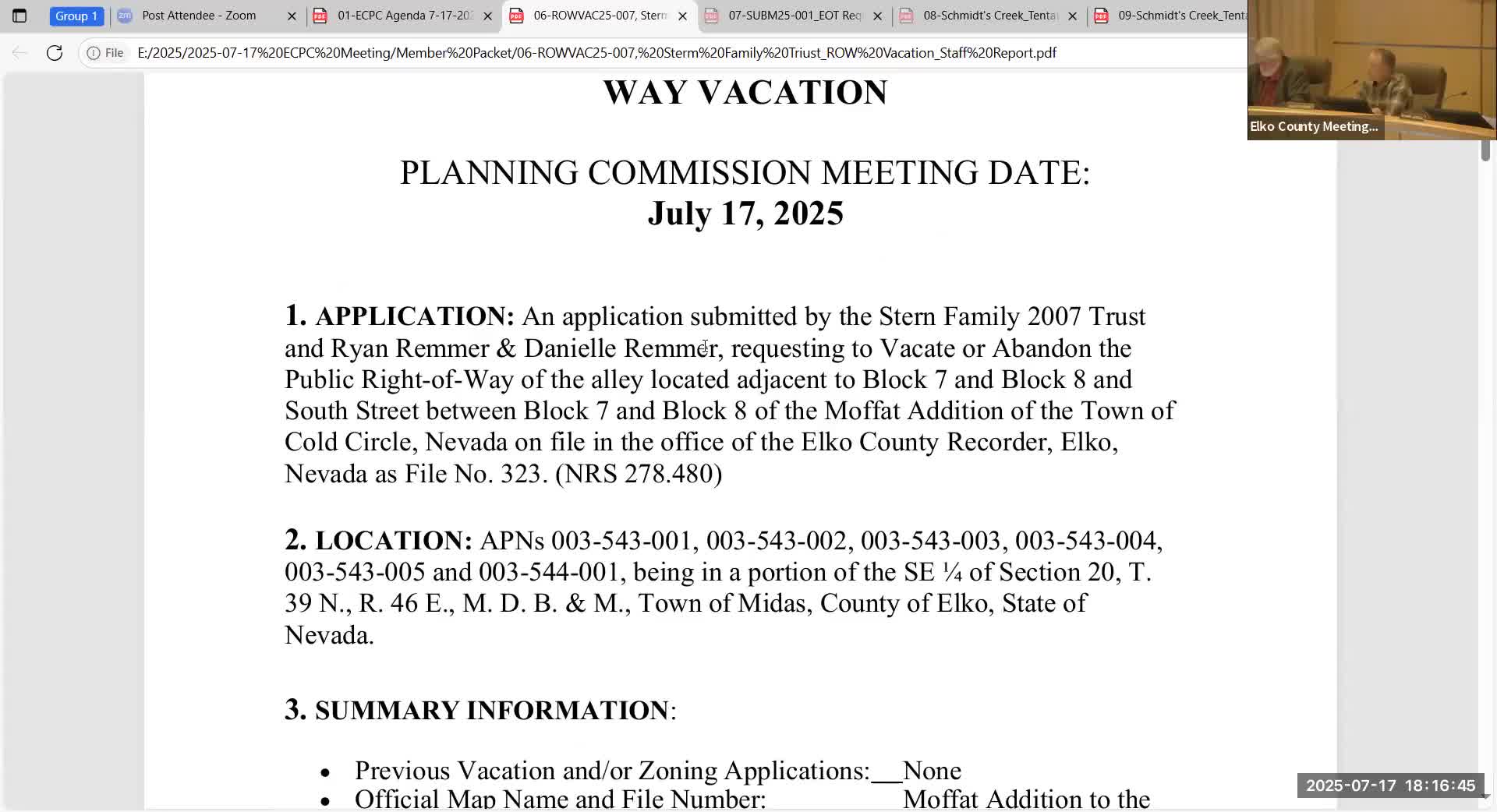 Commission approves vacation of unused alley in Midas, clearing title issues for adjacent owners