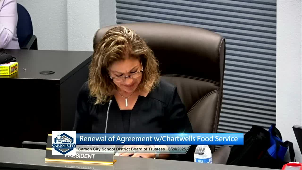 Board renews Chartwells food‑service contract; officials cite RFP process and financial guarantees