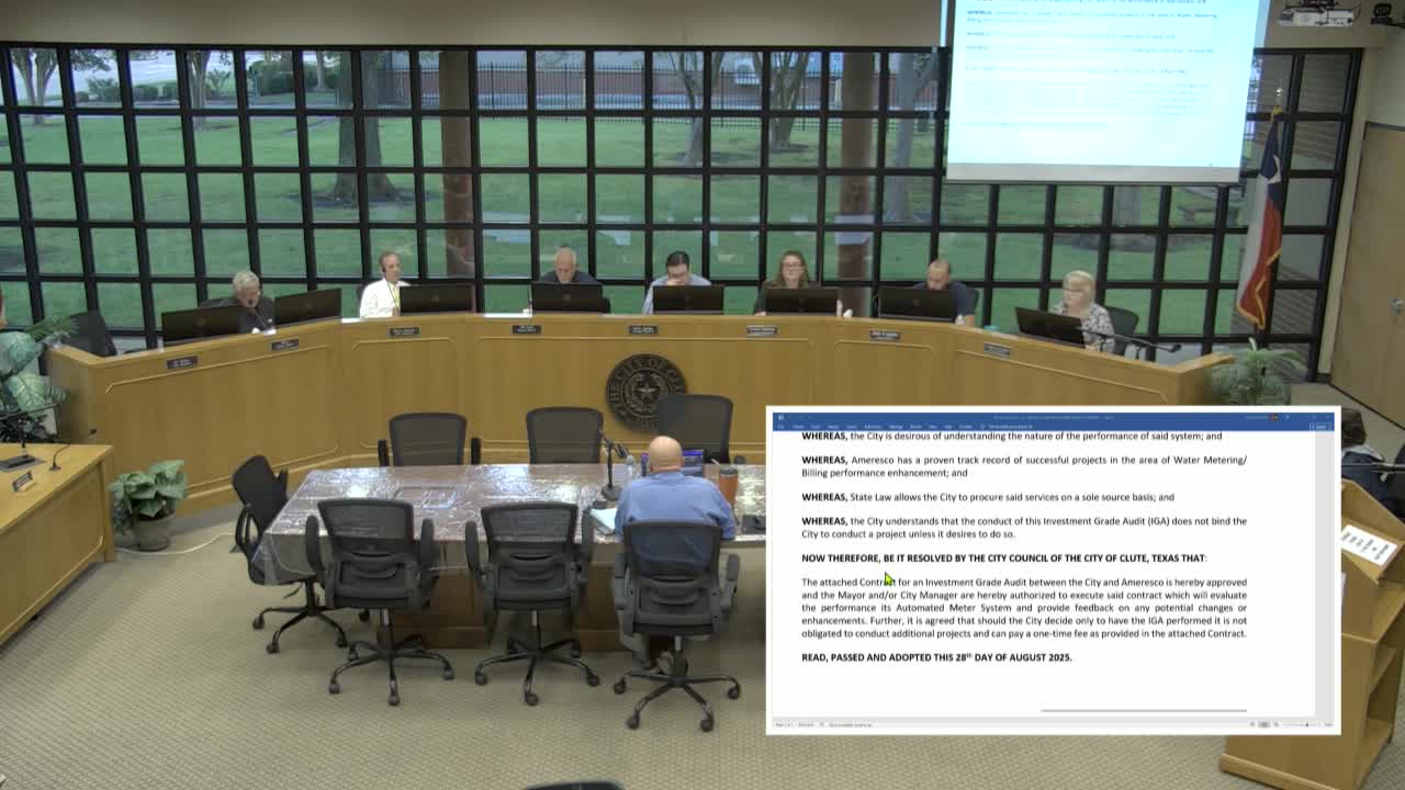 City Council Evaluates Ameresco for Water Meter Audit Contract