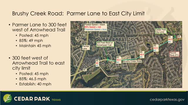 City Implements Speed Limit Changes on Brushy Creek Road Near Ranch Trails