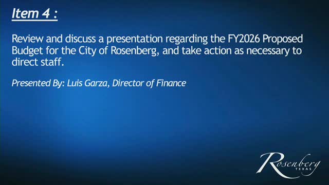 Rosenberg council sets proposed 2025 tax rate after heated budget discussion; vote 4‑3 to publish 30¢ as proposed rate