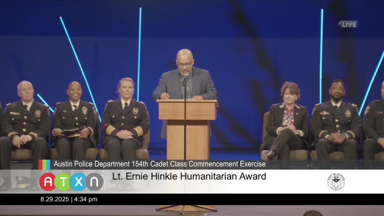 January Cadet Class Honors Officer Jared Molt with Ernie Hinkle Humanitarian Award