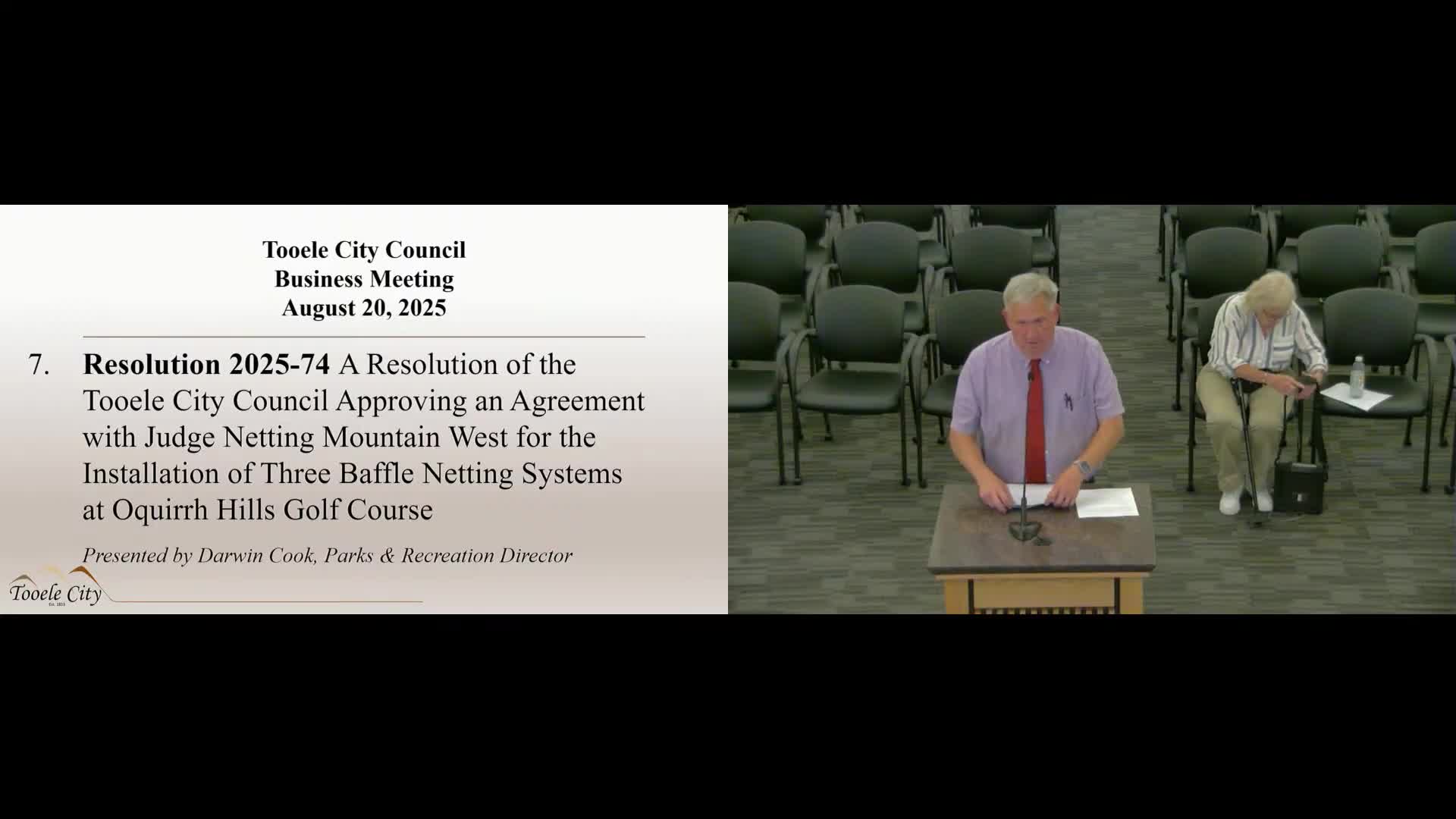 Council approves baffle net installation at Oak Hills Golf Course to reduce errant shots, 5-0