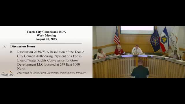 Council reviews 7-acre-foot fee-in-lieu request from Grow Development LLC for east-of-fire-station project