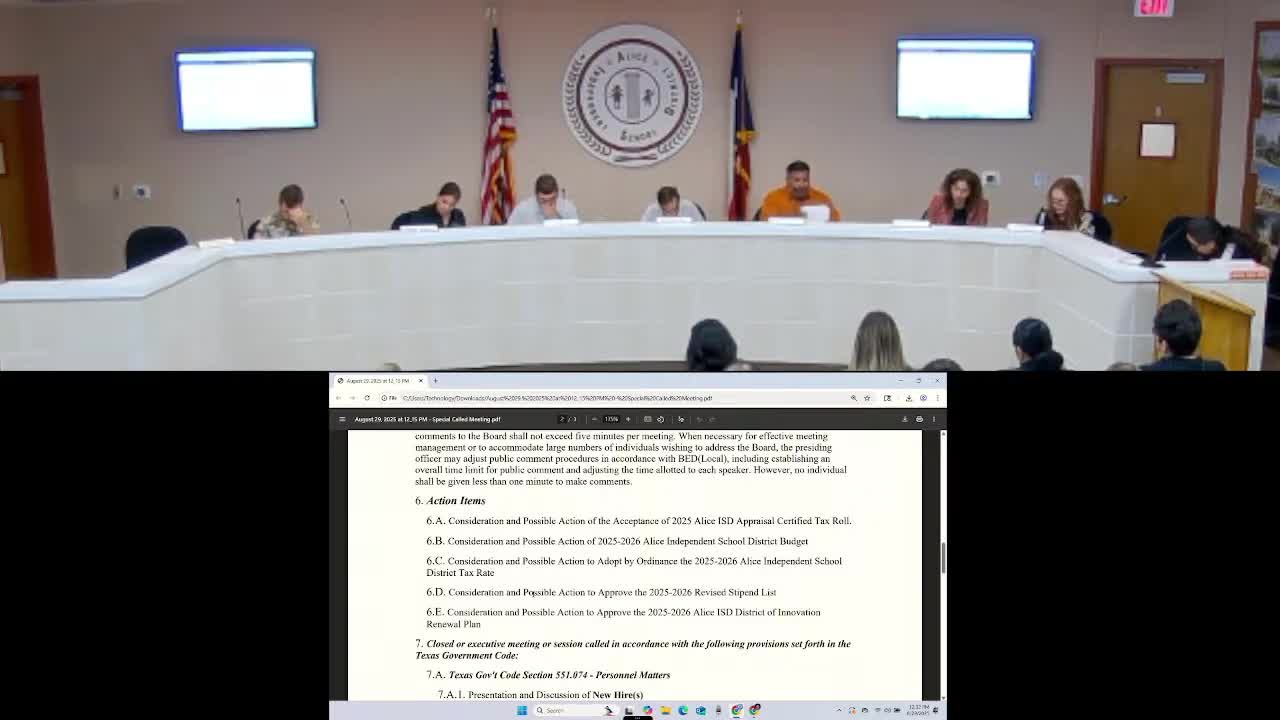 Alice ISD board renews District of Innovation plan; staff outline certification support for teachers