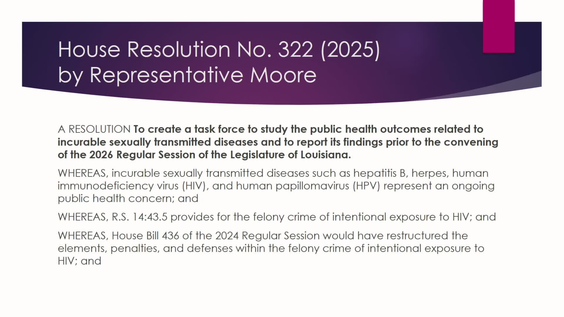 Louisiana House Creates Task Force to Study Incurable STD Public Health Outcomes
