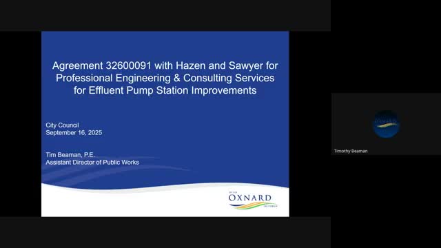 City Council Approves Hazen and Sawyer for Effluent Pump Station Improvements