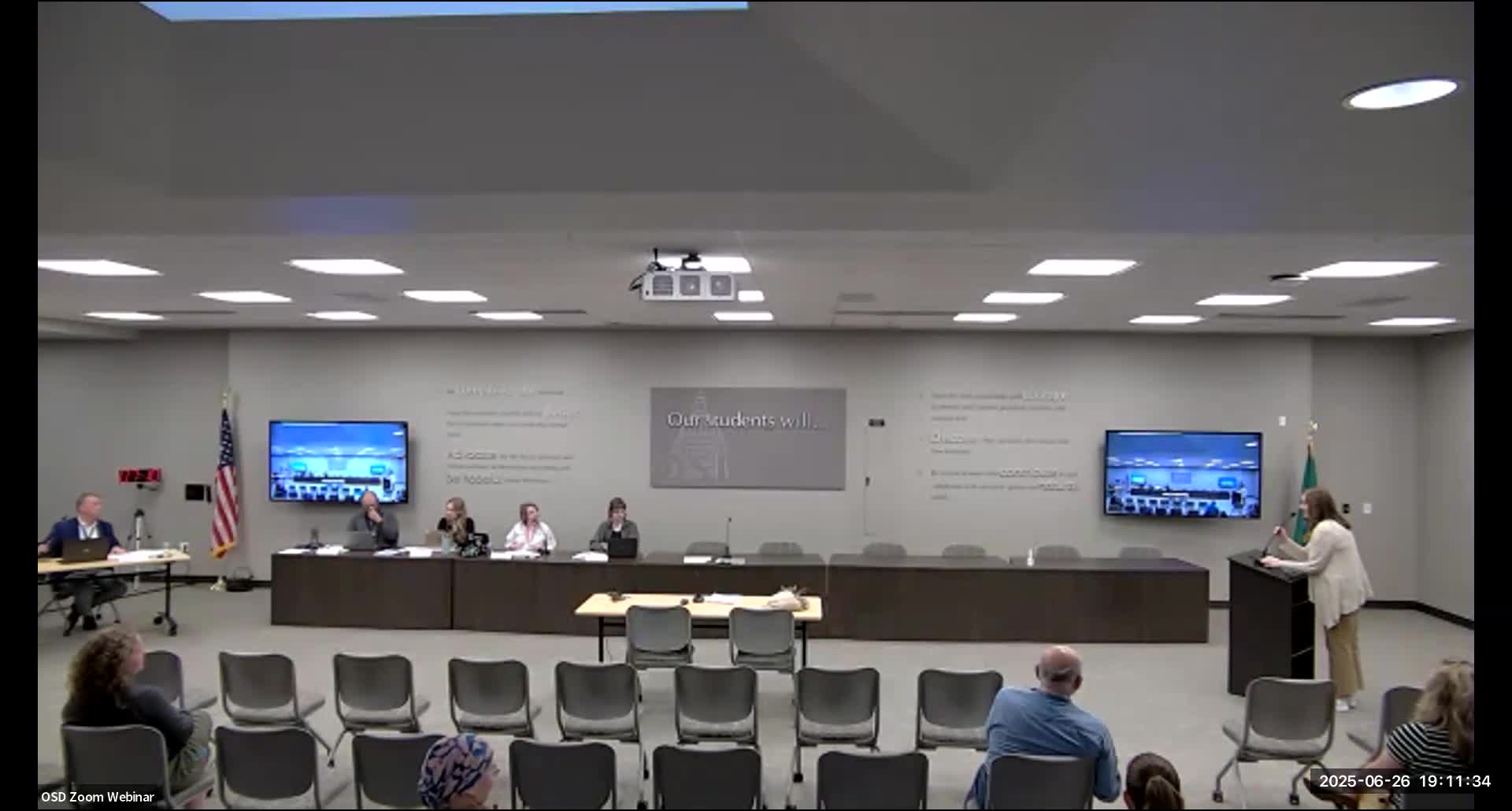 Washington Middle School principal presents community‑led process to rename cafeteria and tech arts hallway