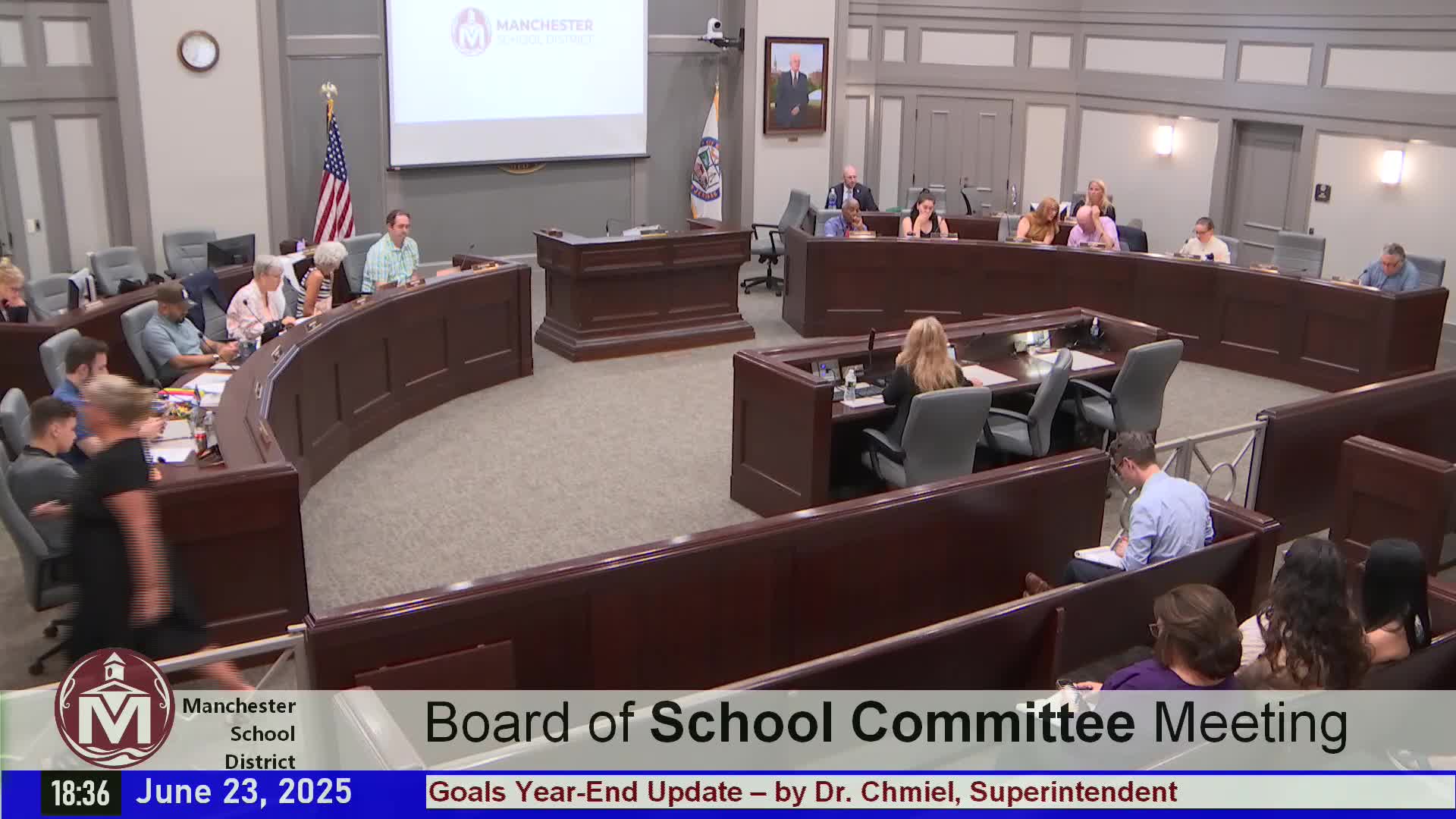 Manchester superintendent presents year-end goals report; highlights graduation, test gains and facilities work