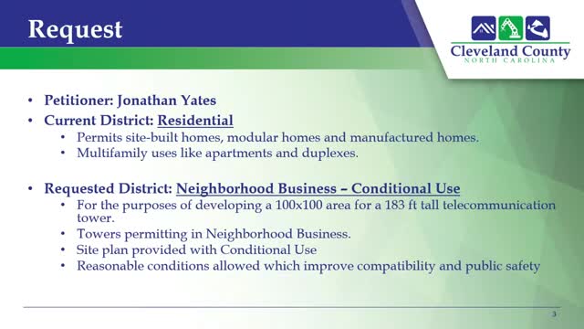 Cleveland County Planning Board Considers New Monopole Tower on Webb Road