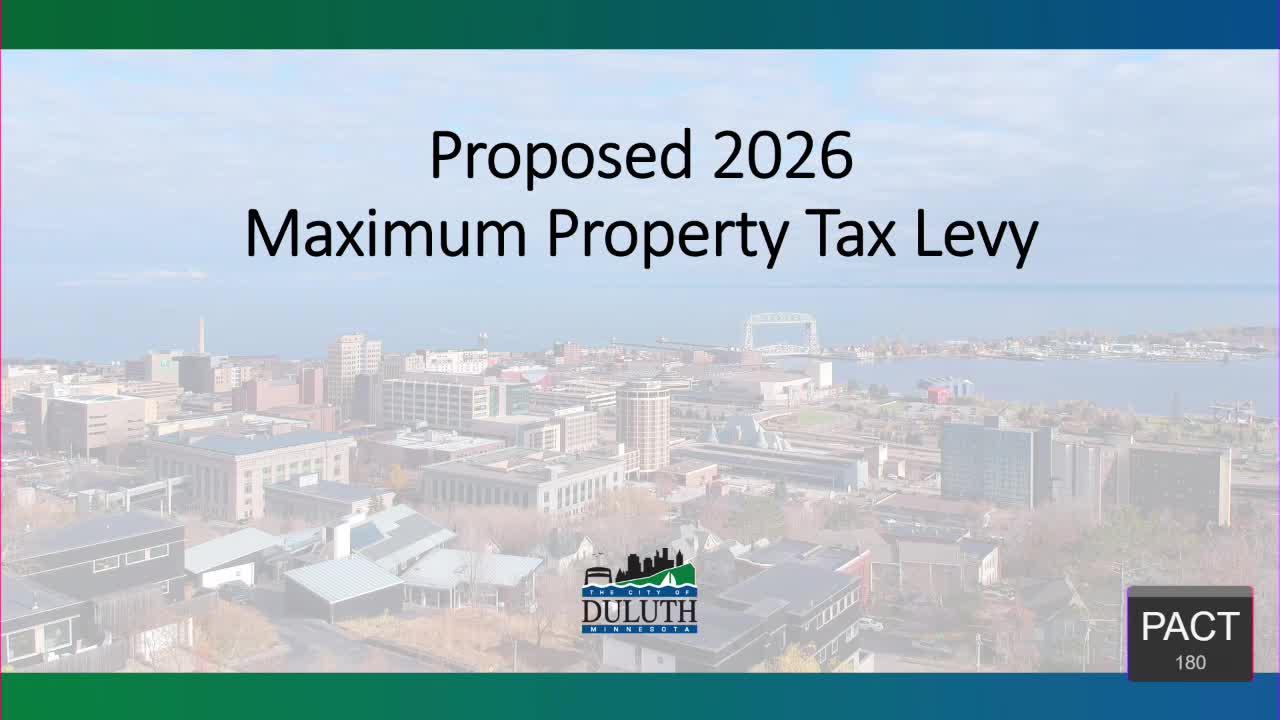 Duluth Proposes 2.7% Maximum Property Tax Levy for 2026 Budget