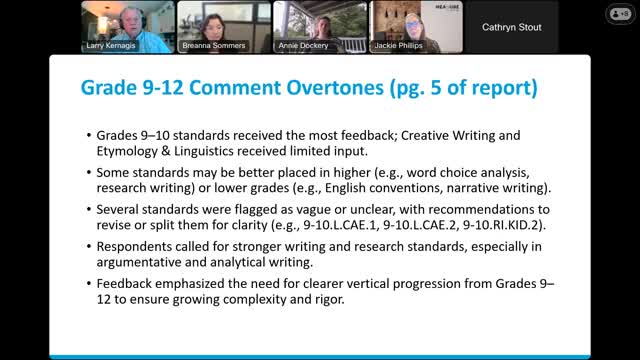 Tennessee Education Department Reviews Feedback on ELA Standards Revision Process