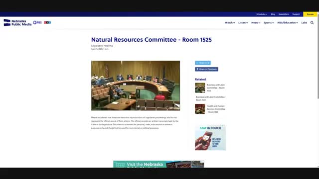 Senator Brandt leads Nebraska's Natural Resources Committee in nameplate capacity tax hearings