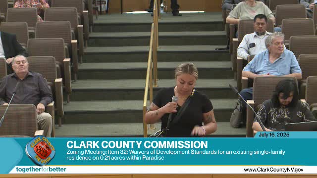 Commissioner grants most variances for single-family property but orders removal of one unauthorized shed, landscaping and building-permit timeline