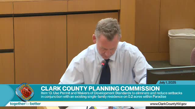 Planning panel approves setback and landscape waivers; homeowner withdraws aviary request and agrees to no pigeons