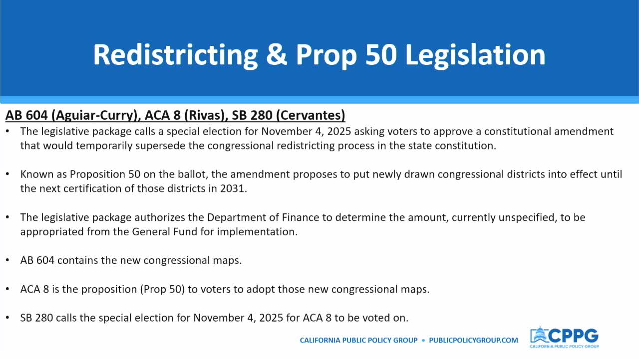California Legislature Approves Redistricting Bills for November Special Election