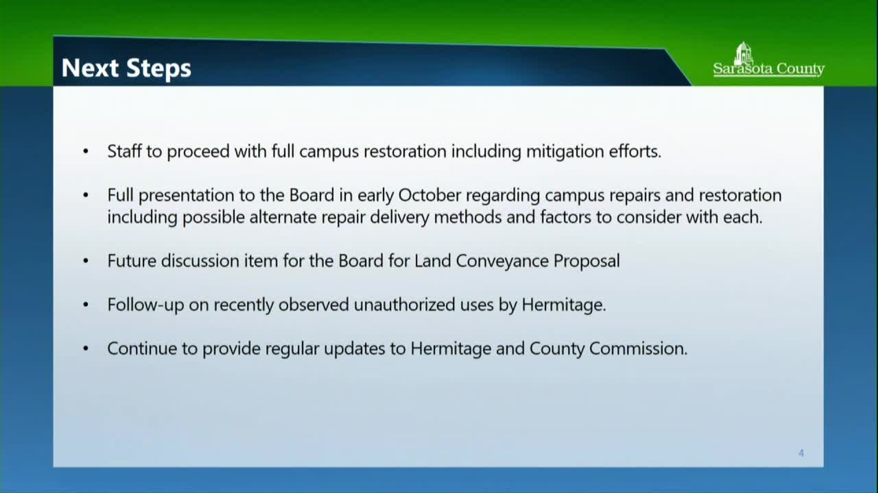 County Officials Prioritize Hermitage Campus Restoration Amid Hurricane Recovery Challenges