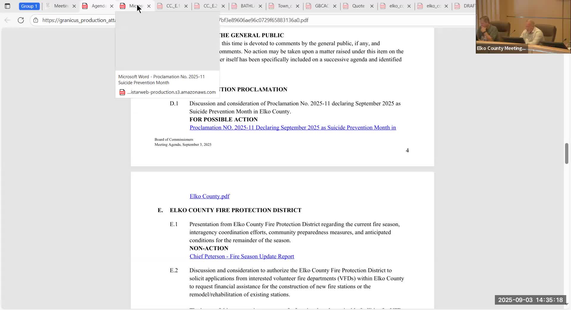 Elko County proclaims September 2025 Suicide Prevention Month; local group outlines trainings and events