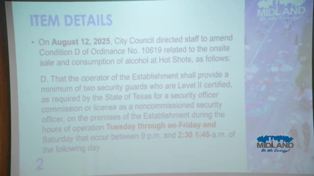 Midland City Council Proposes Enhanced Security at Hot Shots Bar Following Safety Concerns