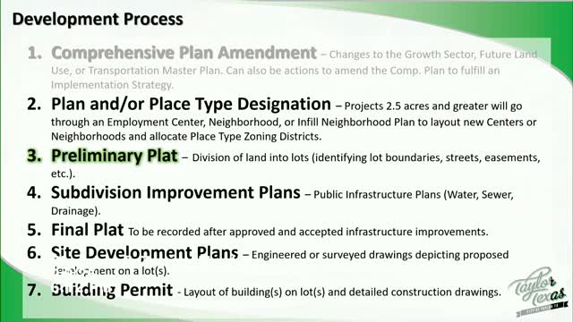 Taylor City Council reviews Davis Tract development plans amid neighborhood plan inconsistencies