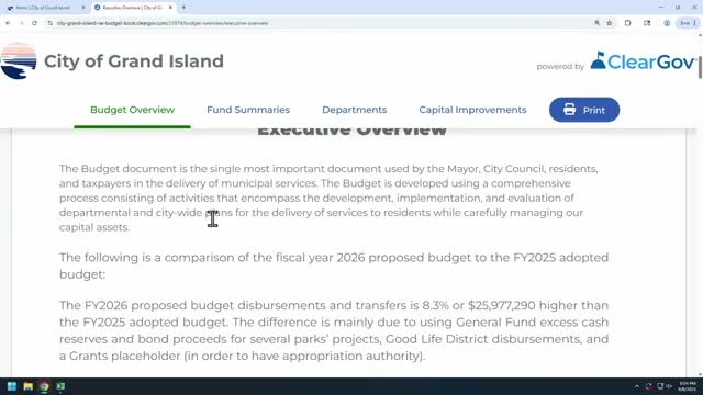 Grand Island City Council Proposes $25M Increase for Fiscal Year 2026 Budget