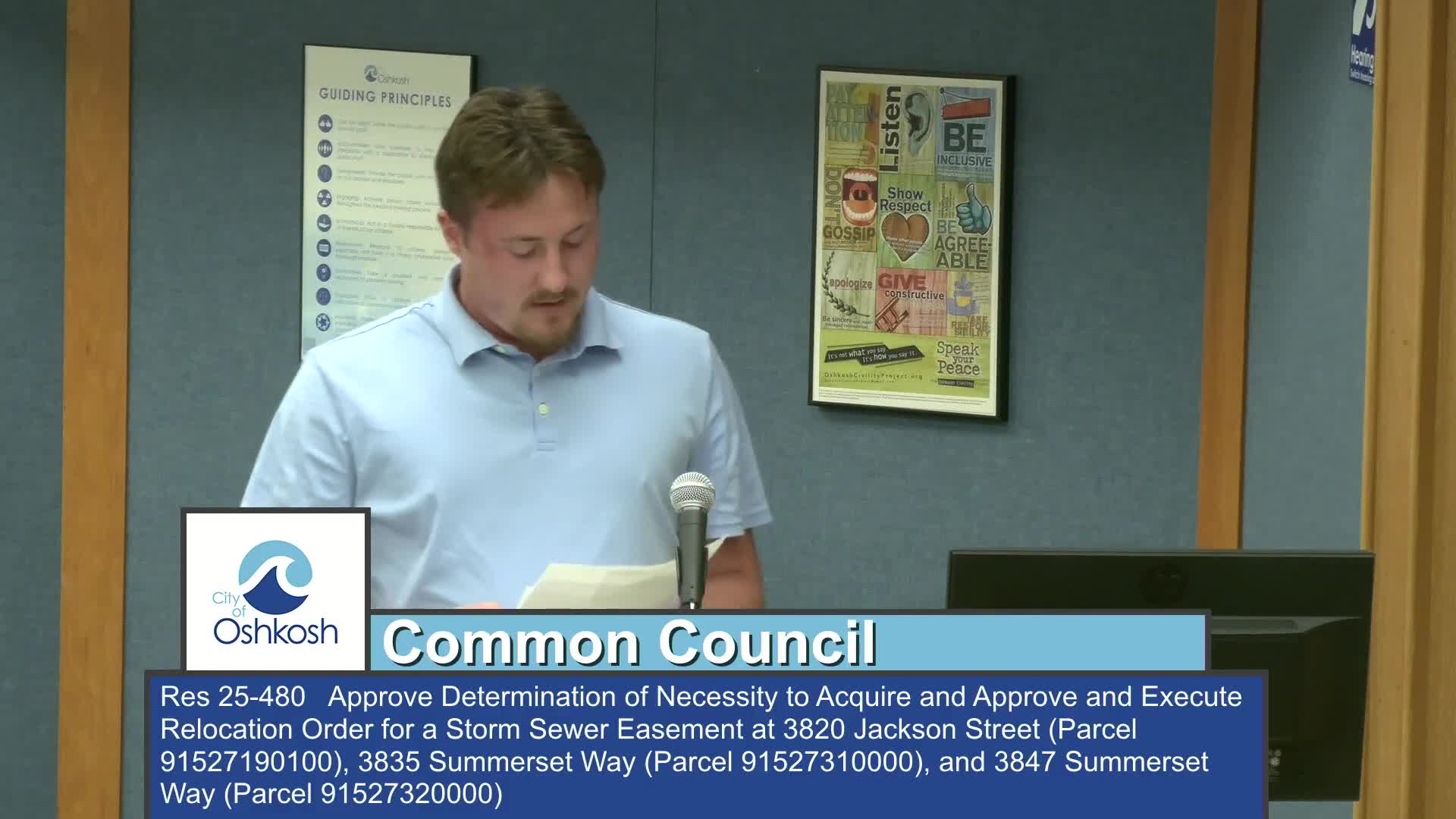Oshkosh Council Member Belo Opposes Staff-Recommended Property Acquisition Plan