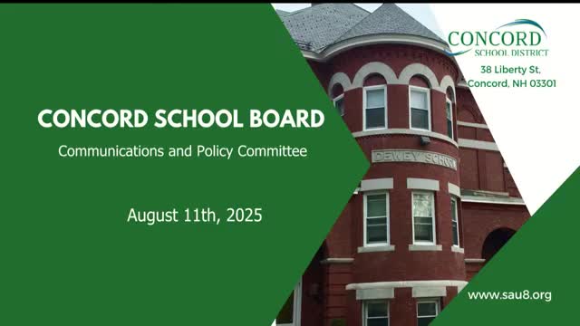 Concord committee approves Policy 4.15 for full-board first reading after Title IX, consent and appeals edits