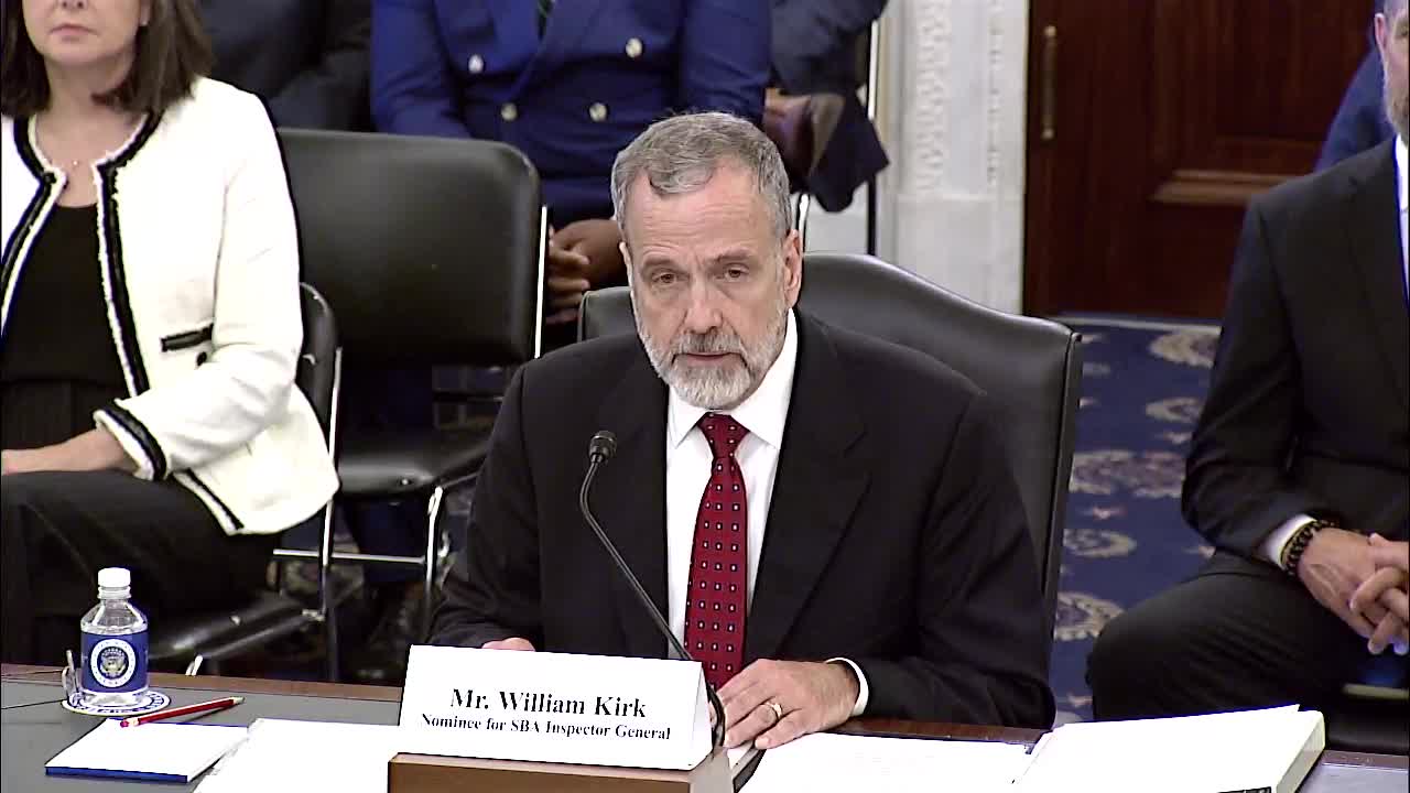 Kirk Commits to Fraud Prevention at Small Business Administration Confirmation Hearing