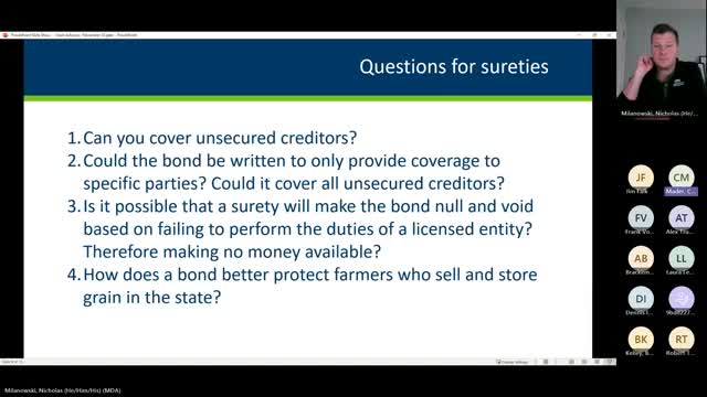 Panel Discusses Proposed Changes to Bond Amounts and Farmer Protection Strategies