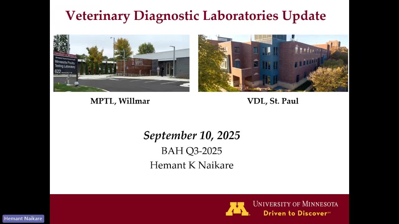 Veterinary Diagnostic Lab Reports Staff Updates and New Testing Initiatives in Minnesota