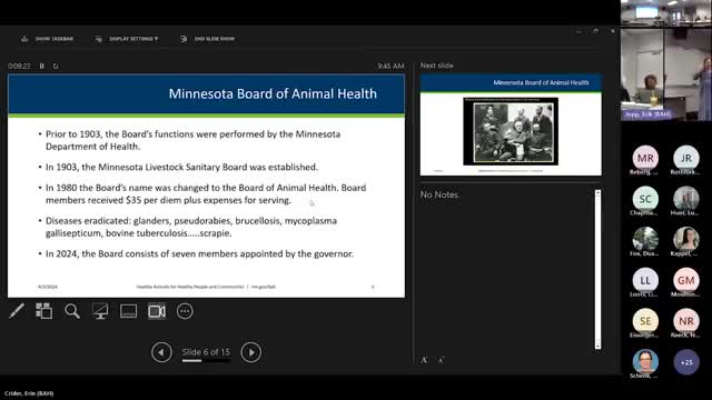 Minnesota Board of Animal Health Discusses History and Future Challenges