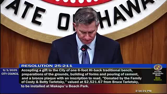 Honolulu City Council Approves Multiple Bench Donations for Local Parks