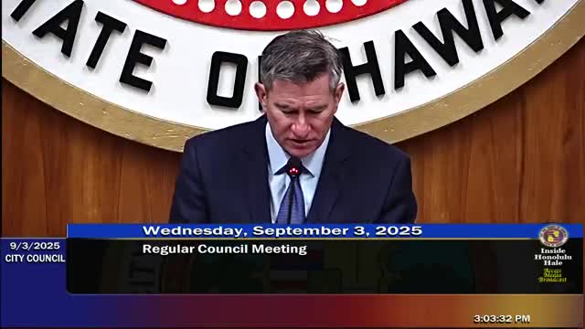 Honolulu City Council Adopts Multiple Resolutions Including Memorial and Fund Transfers