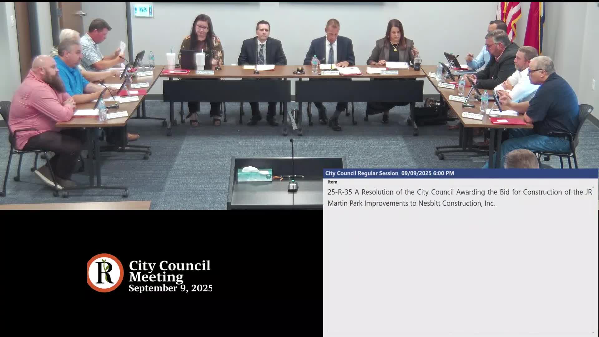 City Council Awards JR Martin Park Improvement Contract to Nesbitt Construction