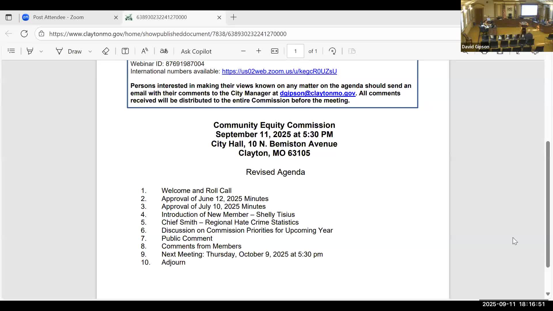Equity Commission discusses posting immigration resources on Clayton website