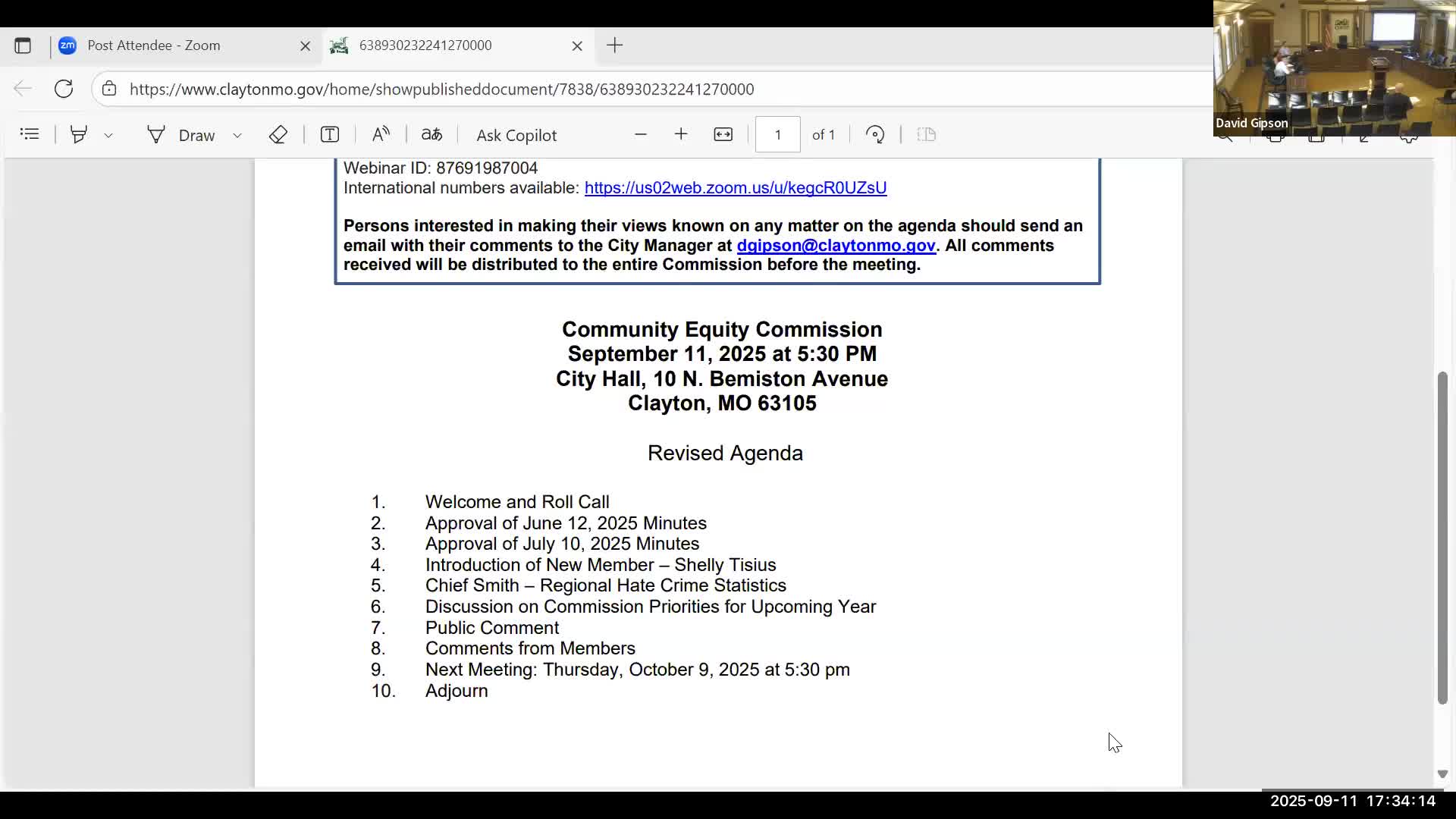 Clayton Equity Commission Welcomes New Member Shelley Tysus and Approves Meeting Minutes