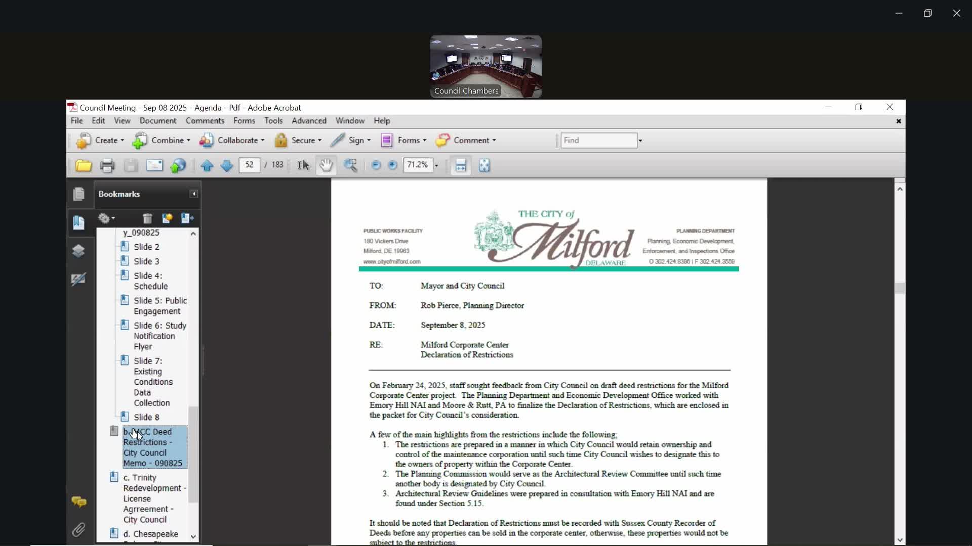 Council Authorizes Deed Restrictions for Milford Corporate Center to Preserve City Oversight