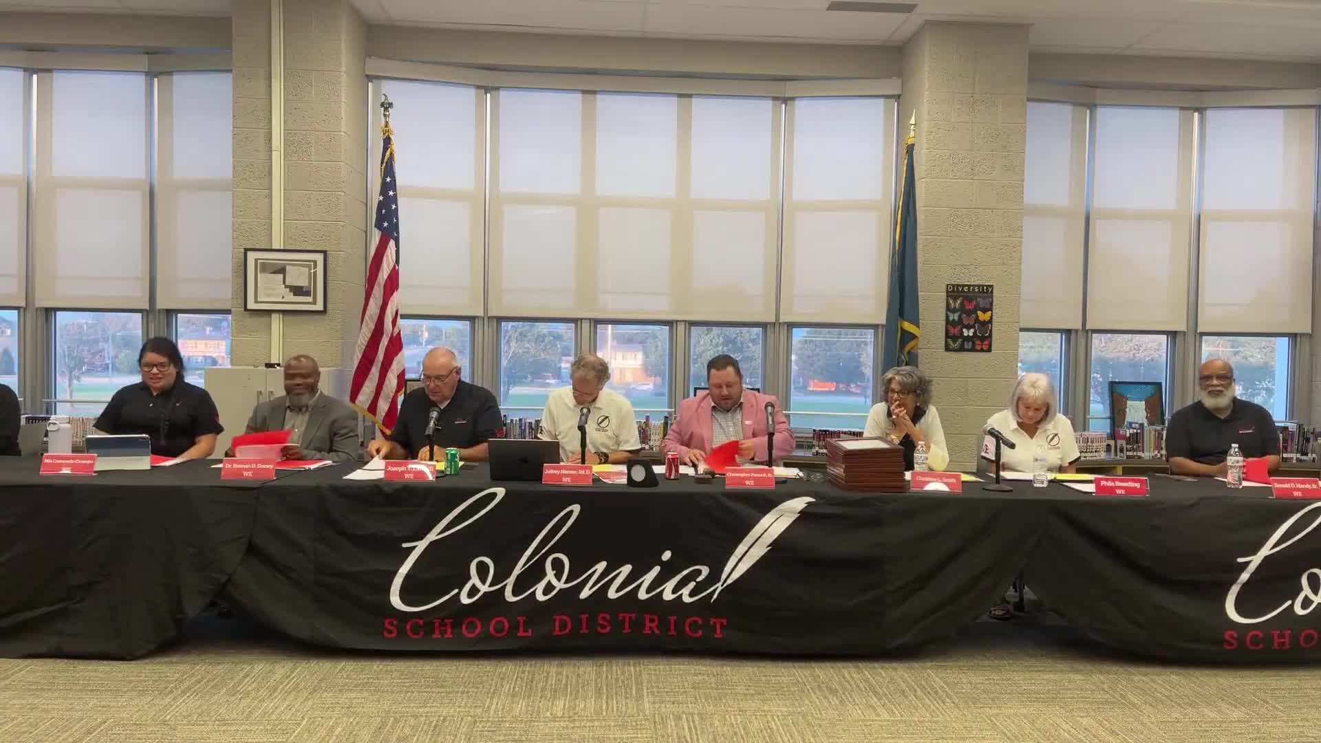 Colonial School Board Approves Intent to Terminate Employee and Welcomes New Board Member