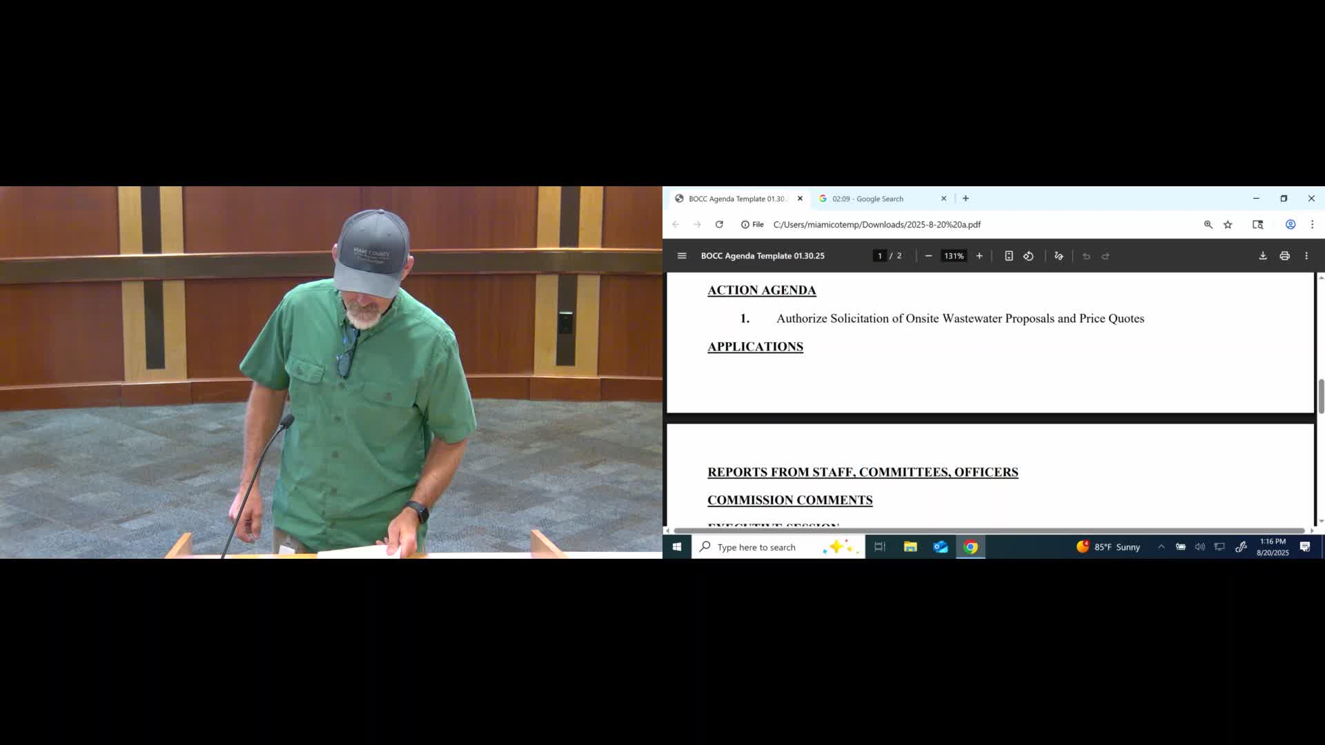 Commissioners approve solicitation of bids to replace failing on‑site wastewater system under KDHE grant