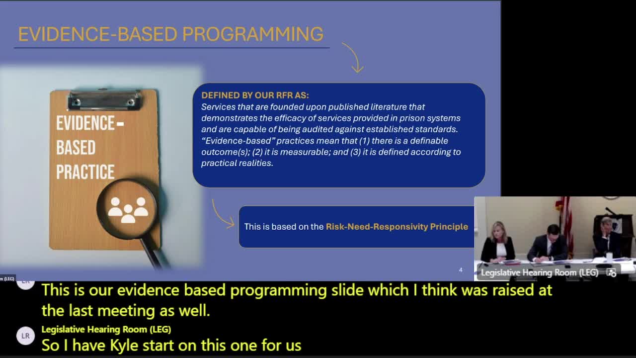 DOC presents evidence‑based programming data; recidivism lower for completers, women’s pathways show larger gains