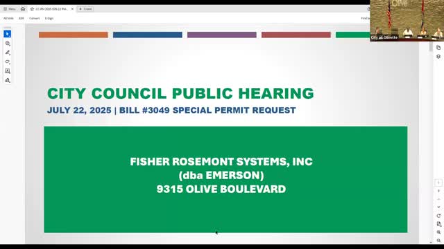 Council approves Emerson special permit for outdoor storage of containers at 9315 Olive Boulevard