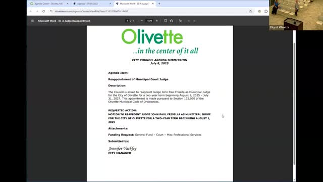 Council reappoints Judge John Paul Frisella to two-year term; judge outlines court enforcement steps in a nuisance case