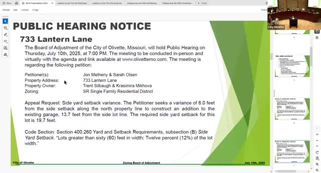 Olivette board approves side-yard variance to allow garage expansion at 733 Lantern Lane