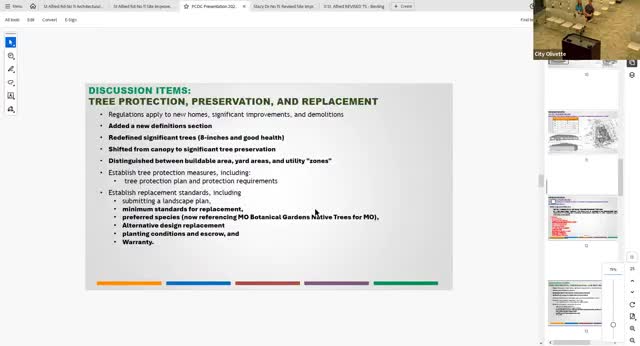 Olivette staff outline proposed tree-protection and replacement rules; commission seeks refinements