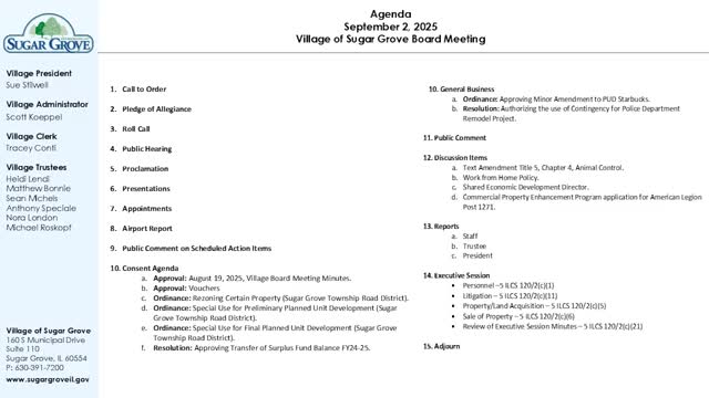 Sugar Grove board authorizes limited contingency spending for police remodel