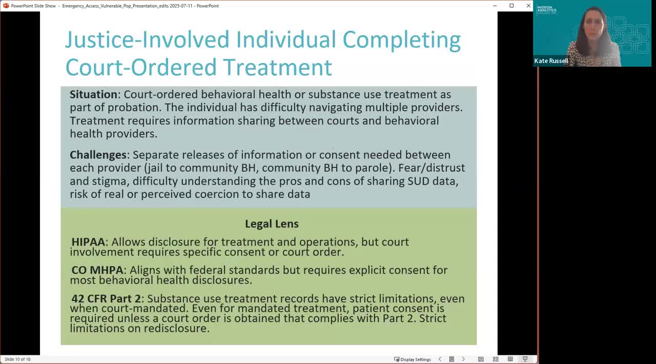 Work group discusses consent, court orders and stigma for justice‑involved people needing court‑ordered SUD treatment