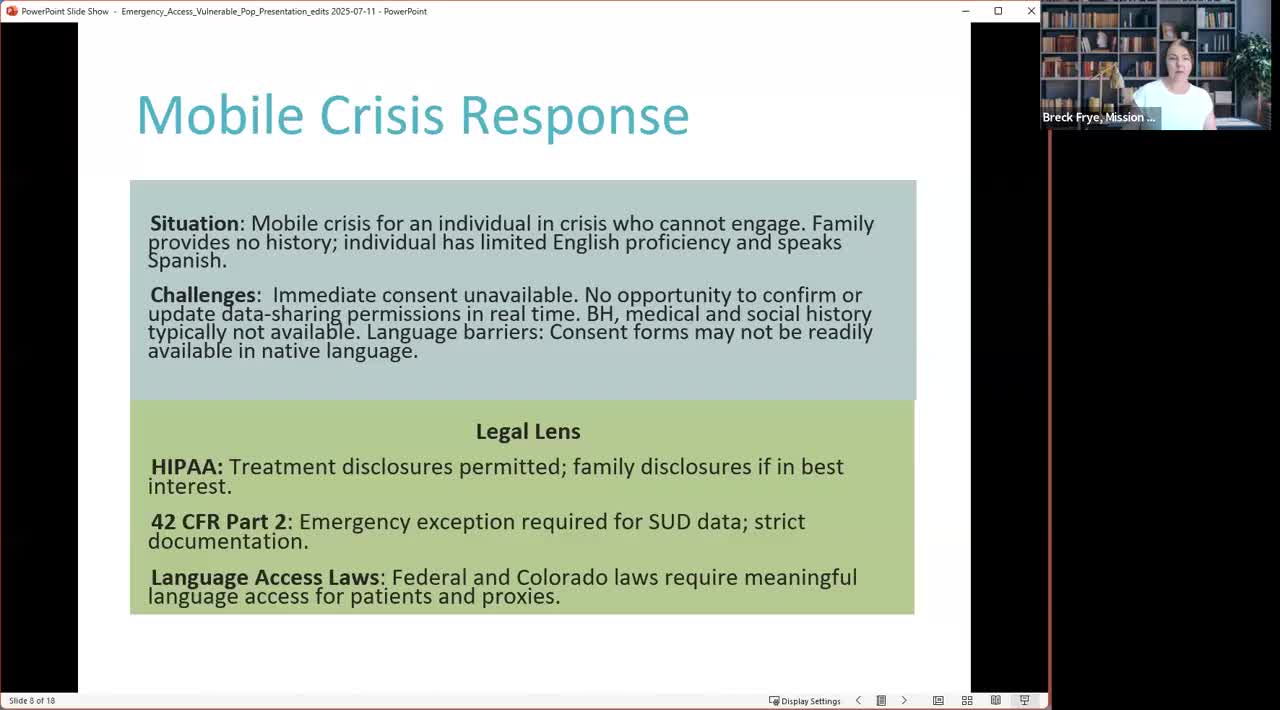 Work group weighs mobile access, language services for Spanish‑speaking patients in crisis