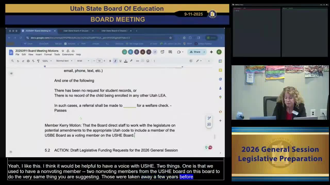 Utah Board Moves to Amend Code for USBE Voting Membership on USHE Board