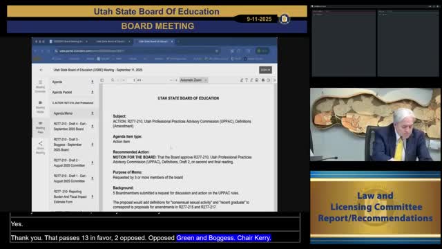 Board moves multiple UPAC rule changes: definitions, disciplinary presumptions and procedure updates advance after debate